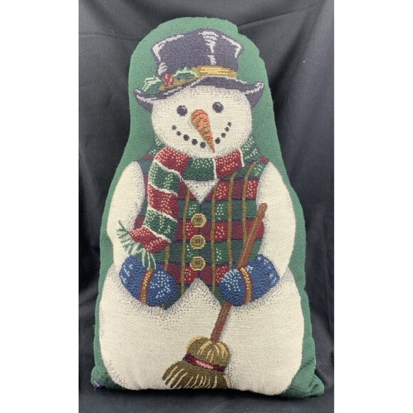Snowman Pillow Christmas Tapestry 17 x 10" Figural - Picture 1 of 4